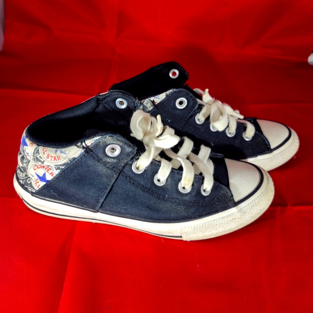 Converse Junior CTAS Axel Allover Patch Logo Print Mid Sneakers Shoes Size 3.5